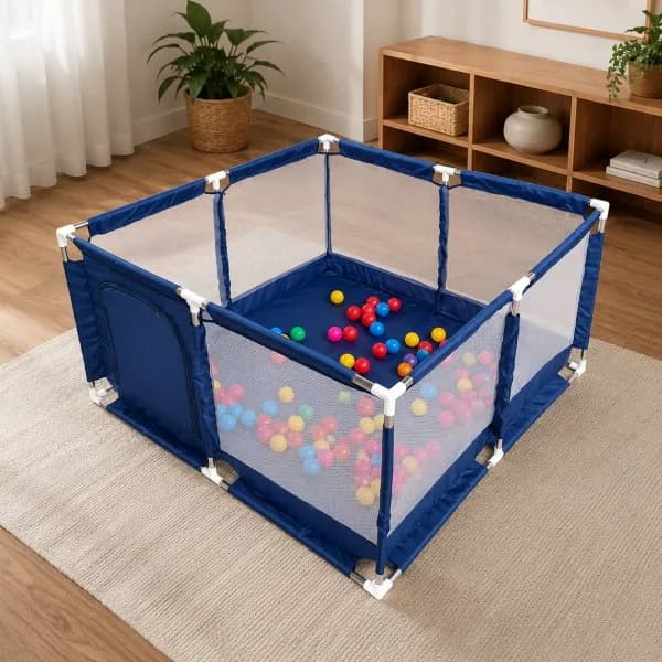 Baby Play Pen House with 50 Colorful Balls & Soft Foam Mat, Baby Playpen (Size 4×4 Feet) with 50 Balls & Waterproof Foam Mat thumbnail 6