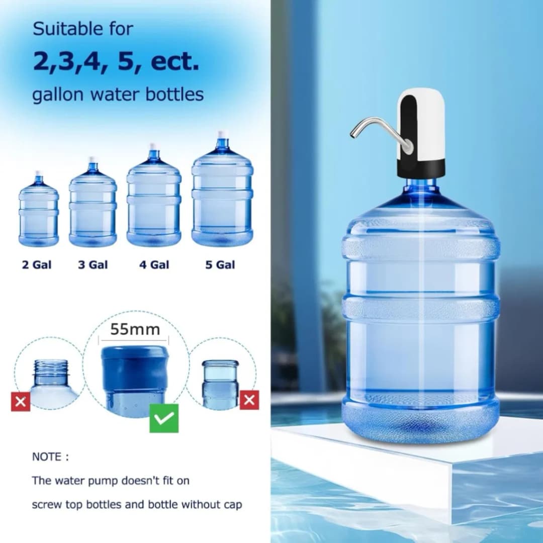 Automatic Water Dispenser with Switch & USB Charging – Electric Water Pump thumbnail 5