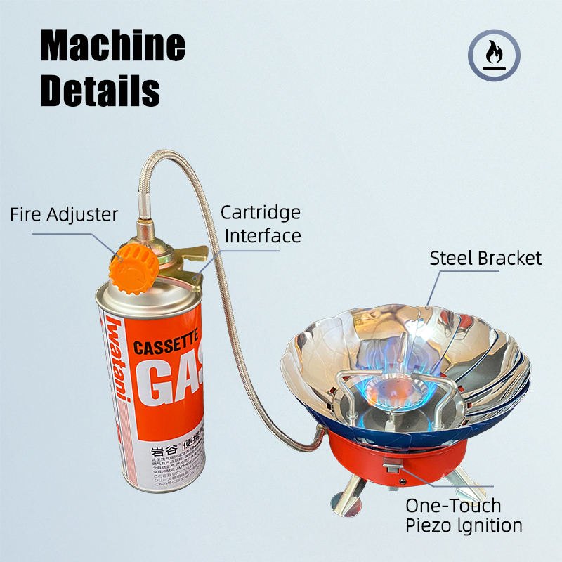 Windproof Portable Camping Gas Stove with Hose (Connection Tube) | Lotus Camping Stove with Connection Tube thumbnail 2