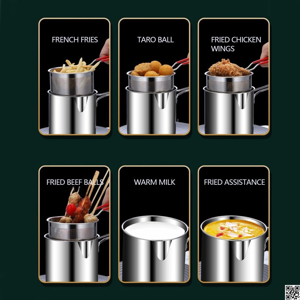 Stainless Steel Deep Fryer Pot | Small Fryer Pan with Strainer Basket thumbnail 6