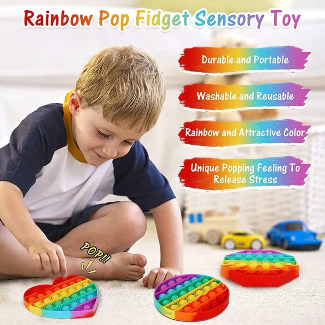 Rainbow Pop it Fidget Toy, Push Pop Bubble Fidget Sensory Toy thumbnail 3