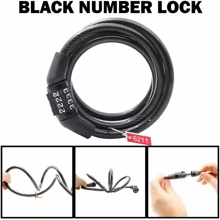 Bike Helmet Lock 4 Digit Combination | Anti Theft Motorcycle Helmet Cable Lock for Bike Bicycle thumbnail 4