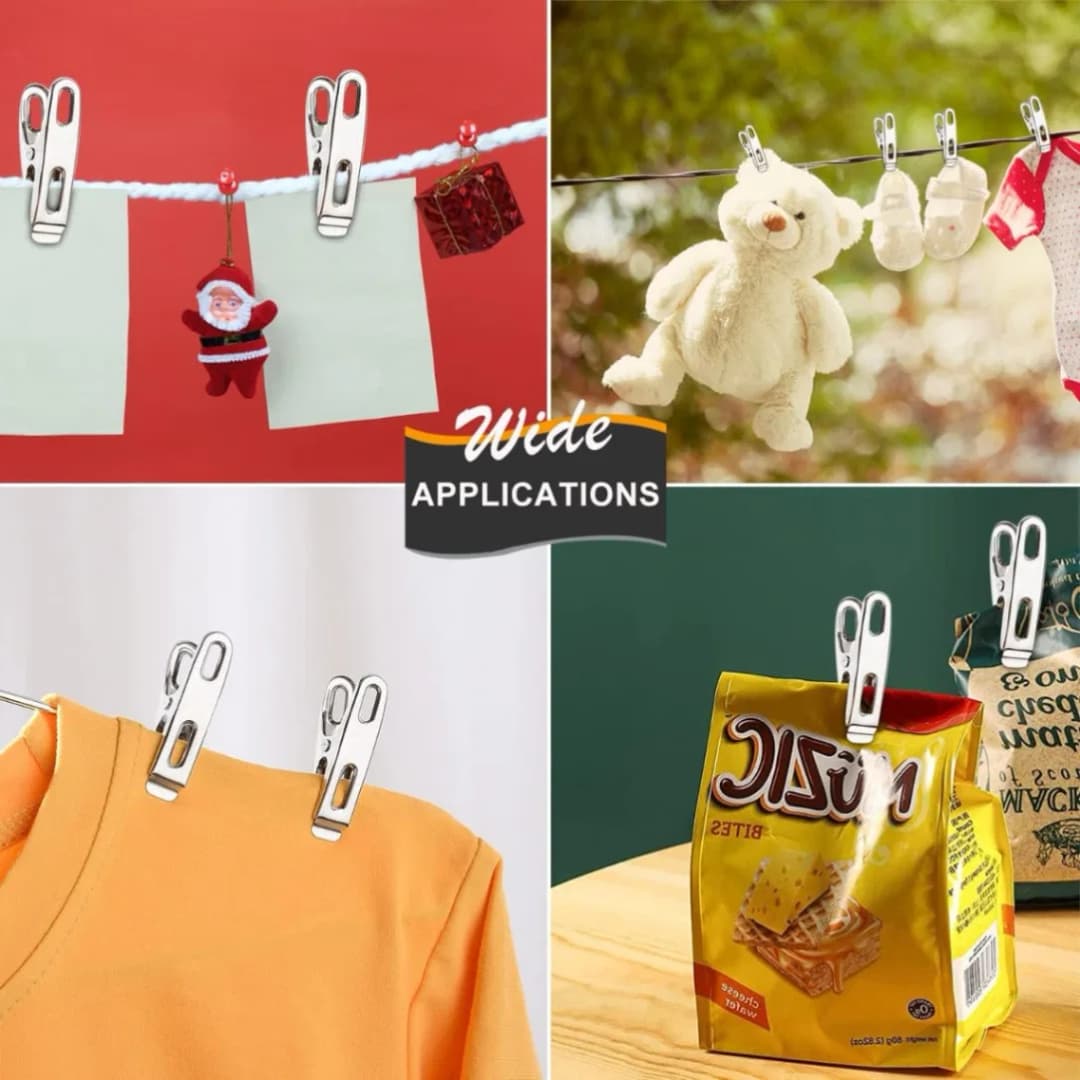 Stainless Steel Cloth Clips 20 Pcs – Strong Laundry Clips for Drying Clothes thumbnail 4