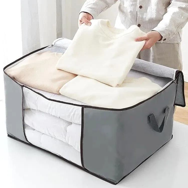Blanket Storage Bag, Foldable Space-saving Non-woven Fabric Folding Stackable Blanket Storage Bag for Wardrobe thumbnail 2