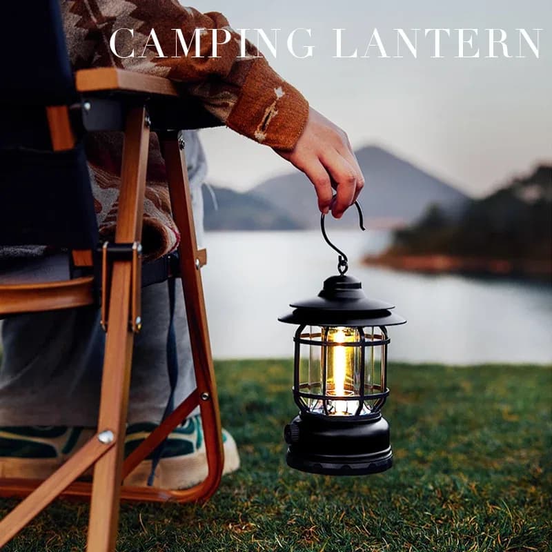 Retro Portable Camping Lantern Rechargeable Light, Camping Lamp thumbnail 4