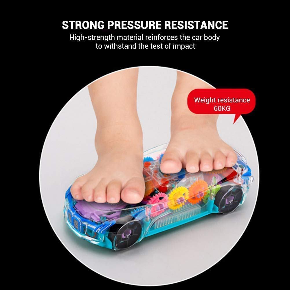Transparent Police Gear Car Toy for Kids – 3D Mechanical Car with Light, Music & 360° Rotation thumbnail 3