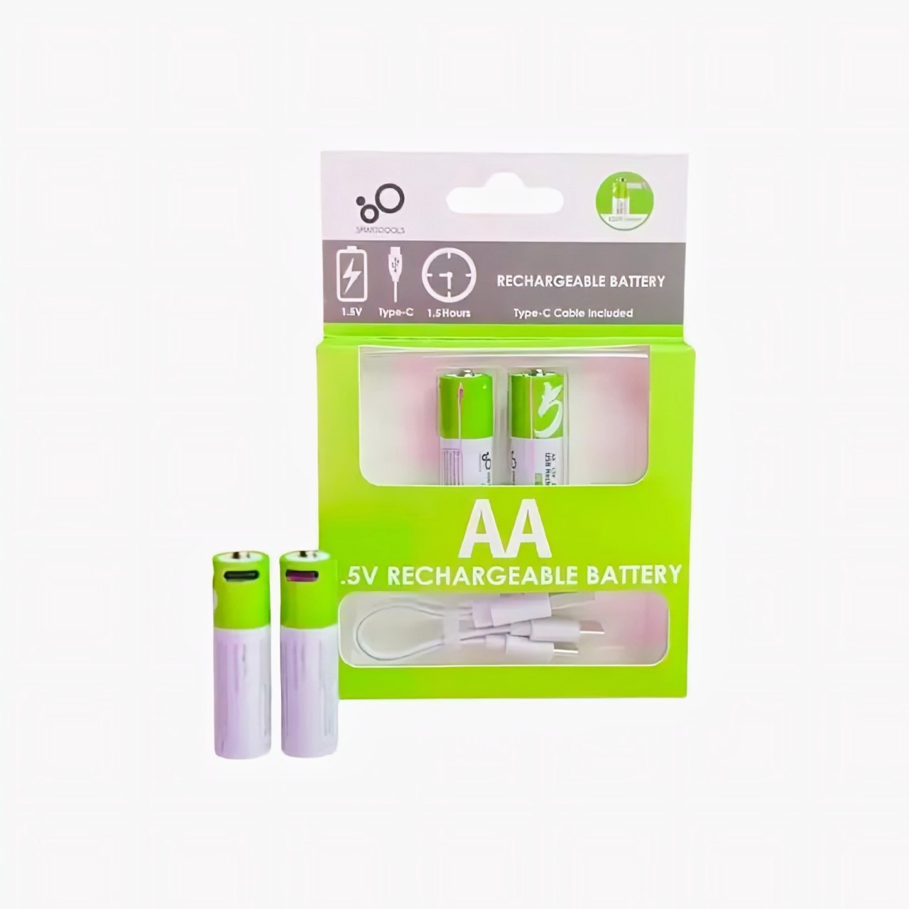 Rechargeable Li-ion AA via USB Type C Battery 1.5V (2 Pcs Set)