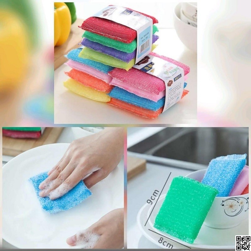 4 Piece Kitchen Dish Wash Sponge Set – Cleaning Brush & Scouring Pad thumbnail 3