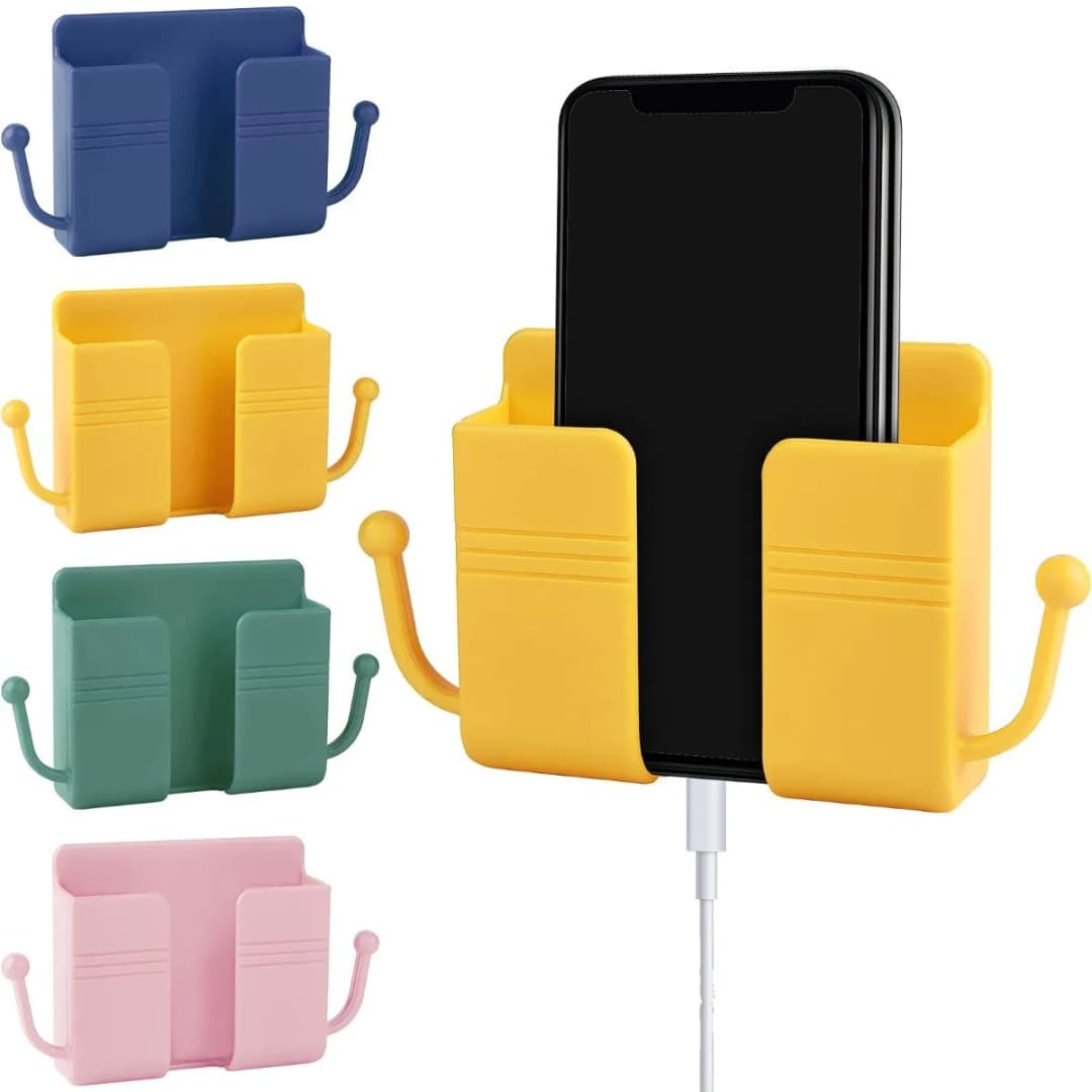 Wall Mount Phone Holder (Square), Wall Mount Phone Plug Holder Storage Box Charging Cell Phone Stand Brackets For Bedroom Bathroom Study