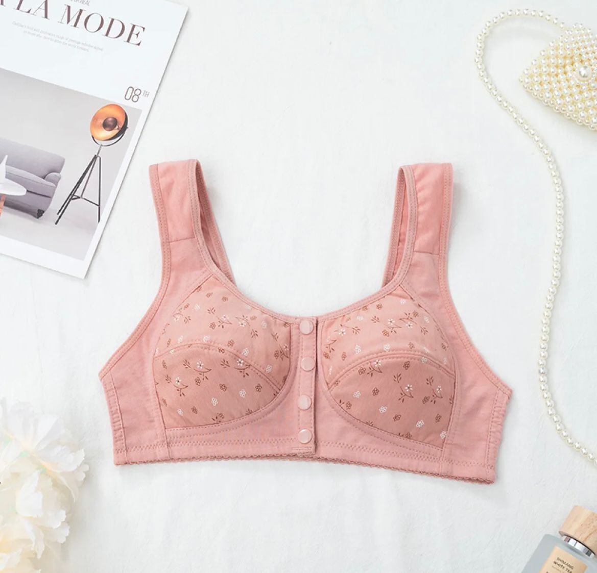 Front Button Nursing Bra for Women – Pure Cotton Front Closure Bra, Ultra Soft Maternity & Feeding Bra, Full Coverage Wireless Yoga Sports Bra thumbnail 4