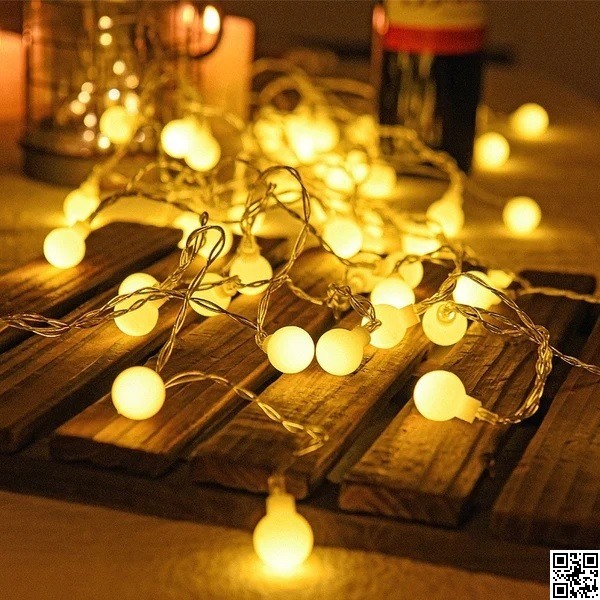 20 LED Ball Shape Fairy Lights | Warm White Snow Ball Waterproof Decorative Light (12ft) thumbnail 4