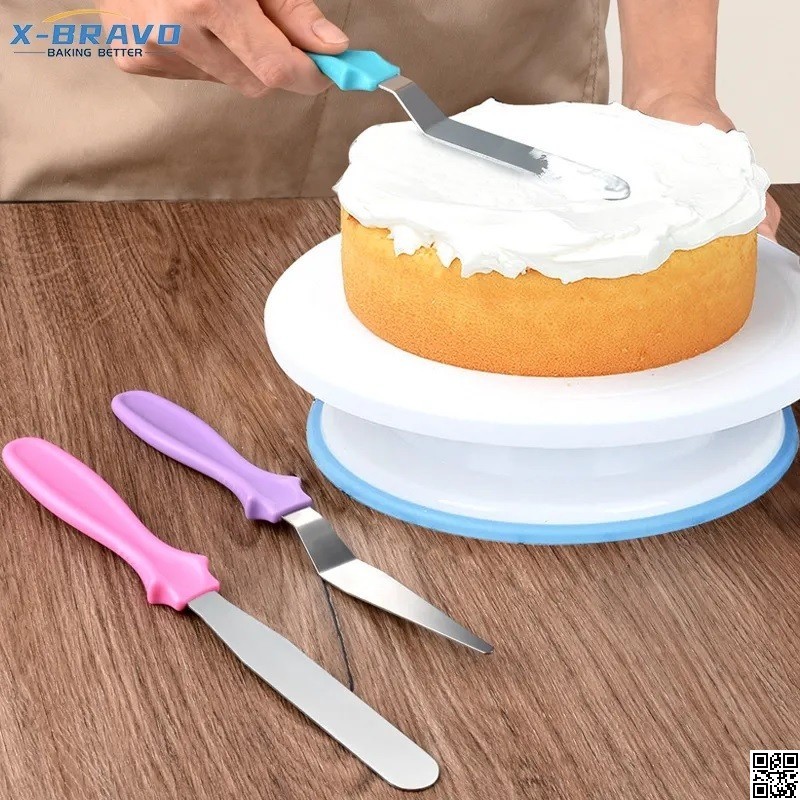 3 Pcs Stainless Steel Cream Spatula Set – Butter, Fondant & Cake Smoother Tools