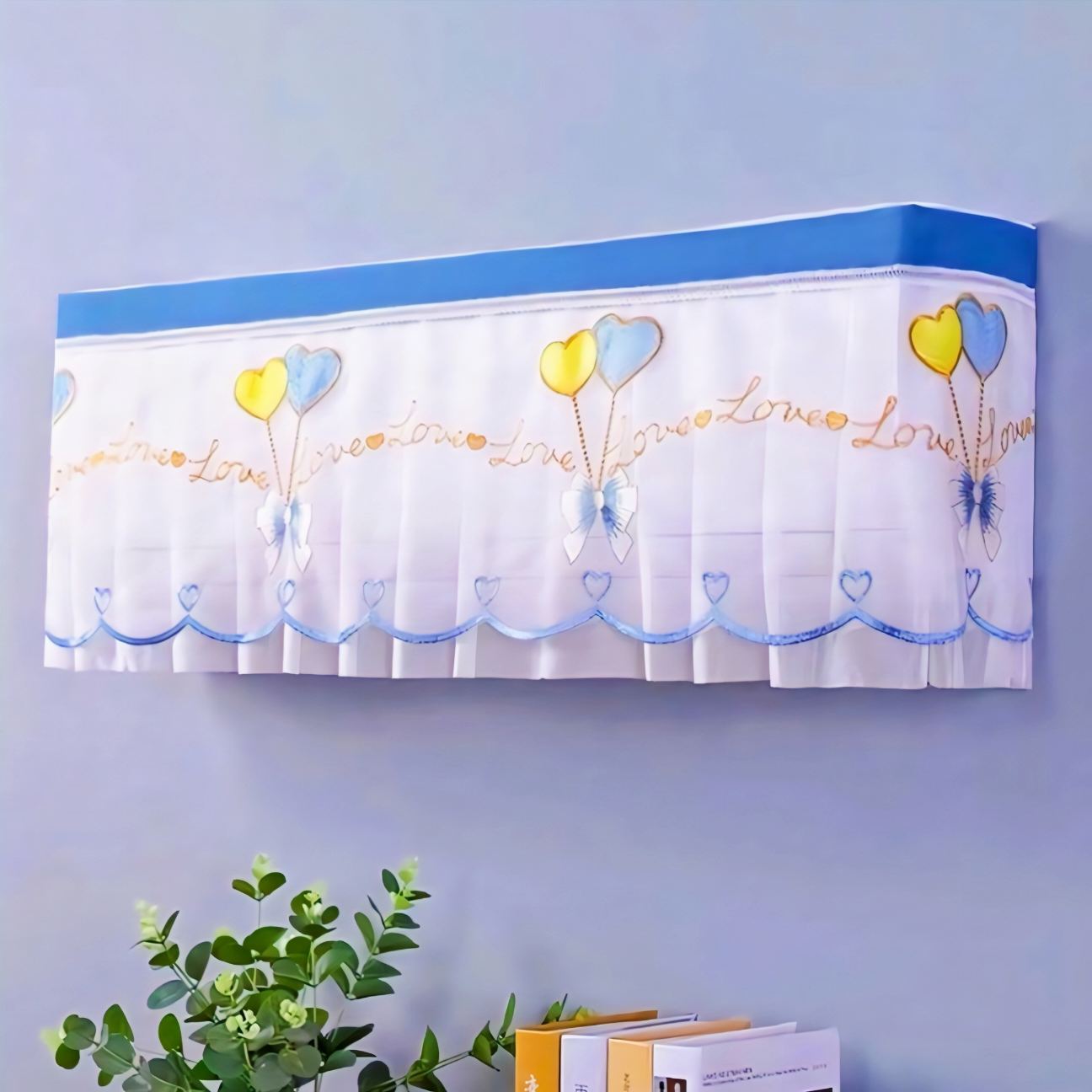 Premium 99cm Embroidered Net Split AC Cover for 1 Ton – Breathable AC Dust Protector for Indoor Unit thumbnail 4