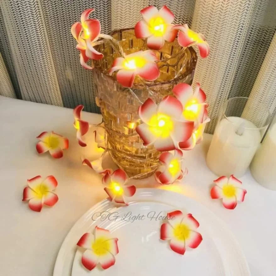Artificial Plumeria String Light, Led kathgolap Flower Fairy Light thumbnail 4