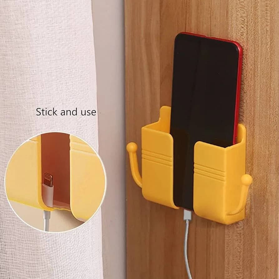 Wall Mount Phone Holder (Square), Wall Mount Phone Plug Holder Storage Box Charging Cell Phone Stand Brackets For Bedroom Bathroom Study thumbnail 4
