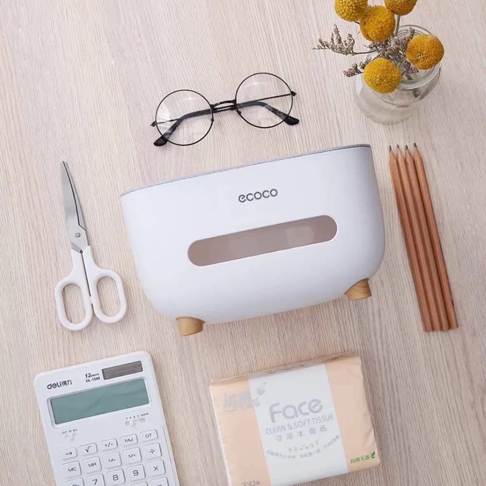 Ecoco Tissue Box, PVC Tissue Box, Multifunctional Box, Pen Holder, Remote Control, Tissue Holder, Storage Box, Cosmetic Tissue Box thumbnail 3