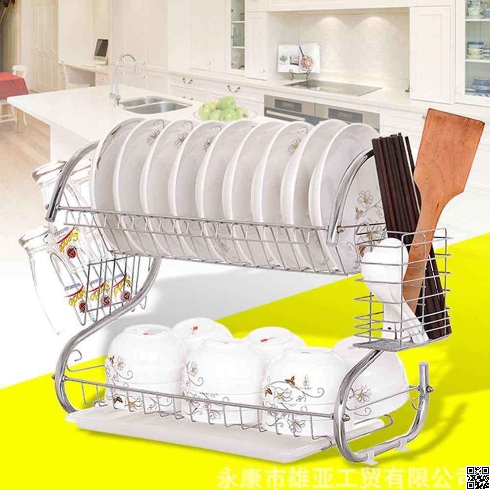 2 Layer Kitchen Dish Rack – Stainless Steel Drying Rack thumbnail 4