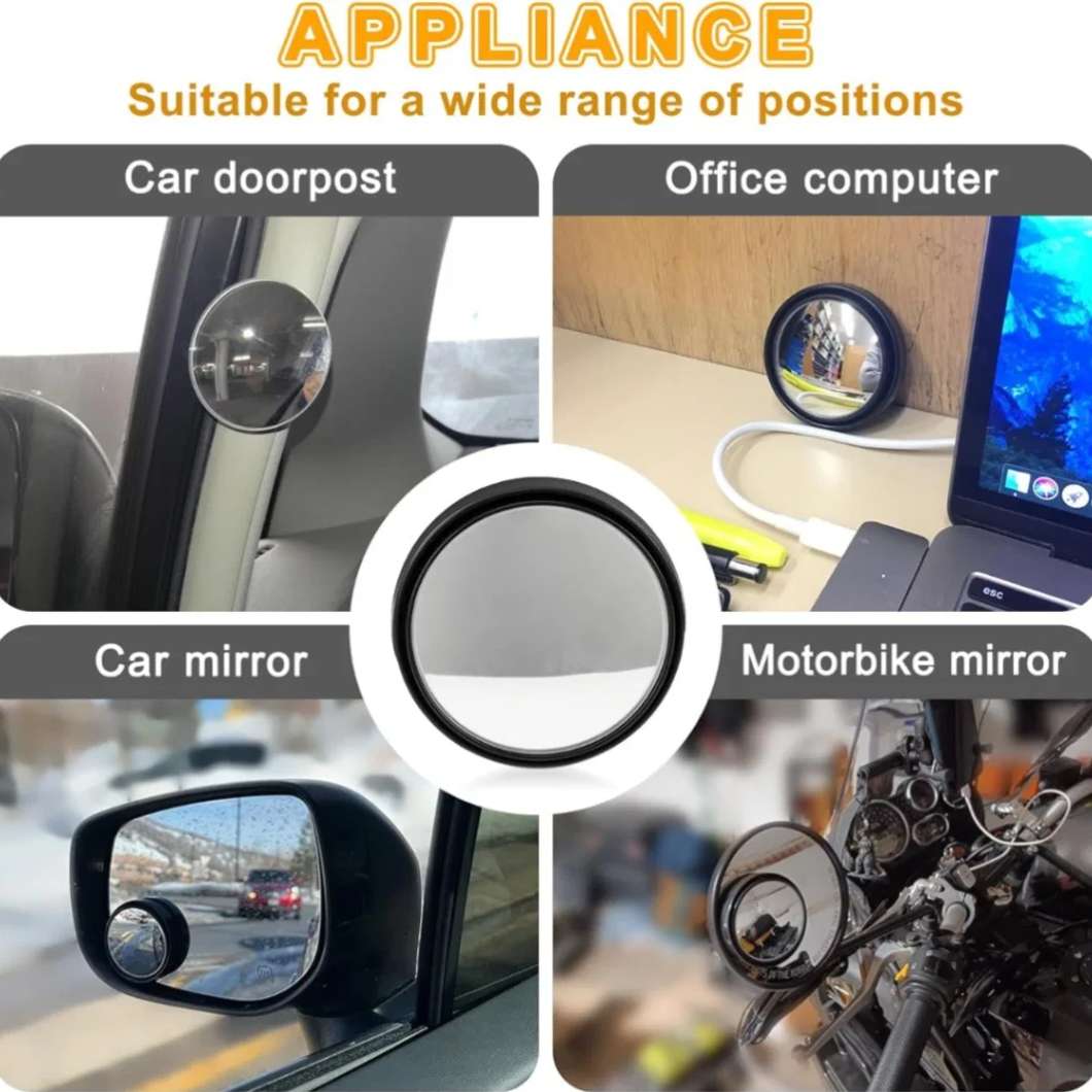 2pis Blind spot Mirror 360 Wide Angle Round HD Convex Mirror Car Vehicle Side Blind Spot Mirror, Wide Rear View Mirror Small Round Mirror thumbnail 8