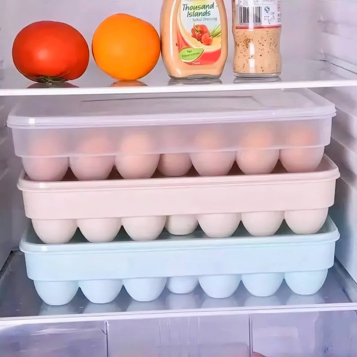 Egg Storage Box 24 Slots – Refrigerator Egg Organizer with Lid
