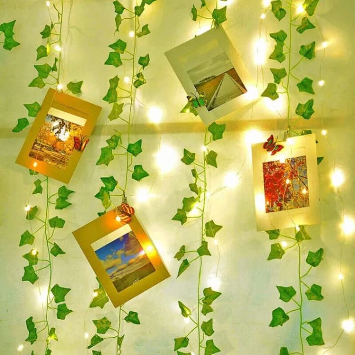 Century Leaf Curtain Light with Remote Control - 10x9 Feet 8 Modes Greenery Garland Fairy Light thumbnail 5