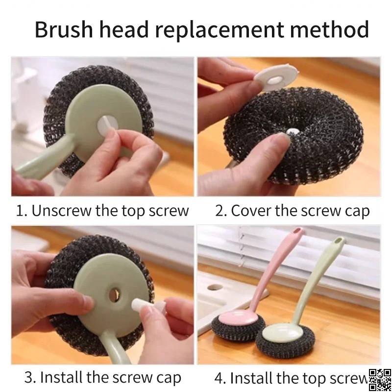 Long Handle Stainless Steel Wire Dishwashing Brush in Bangladesh Heavy Duty Cleaning Brush thumbnail 5