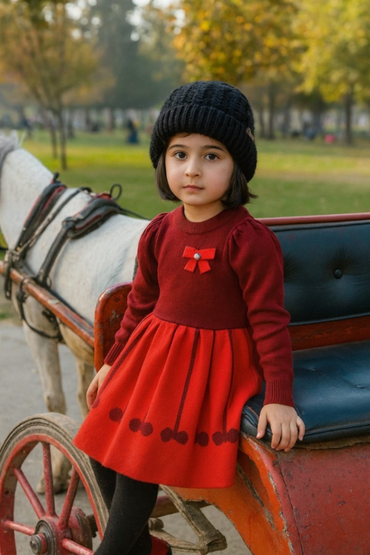 Girls Winter Sweater Dress for Kids | Stylish Baby Girl Warm Sweater Dress 2025 thumbnail 3