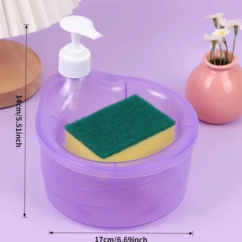 2 in 1 Soap Pump Dispenser for Dishwasher Liquid Soap Sponge Holder Free Sponge thumbnail 6