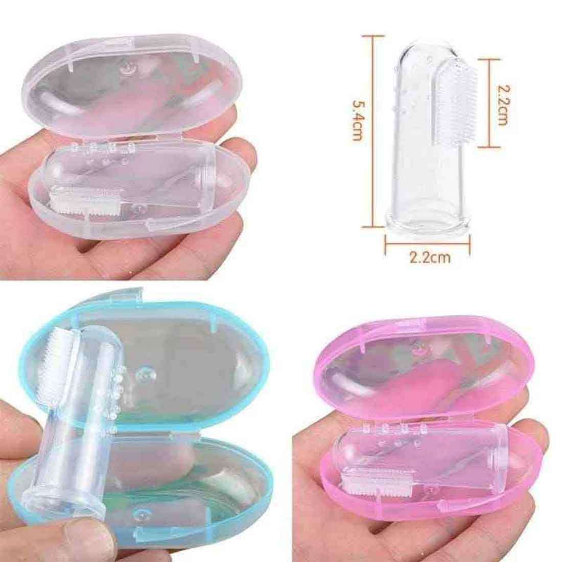Silicone Baby Finger Toothbrush with Cover | Soft BPA Free Baby Gum & Teeth Cleaning Brush thumbnail 2