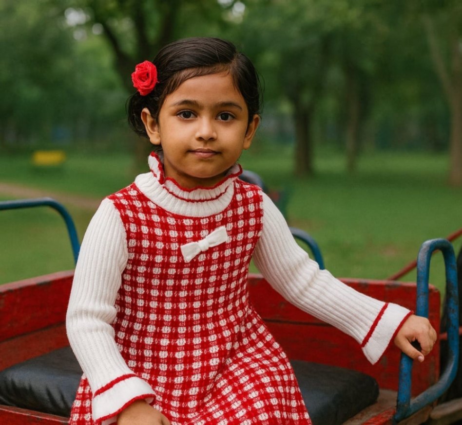 Little Girls Winter Sweater Dress with Ruffle Collar | Baby Girl Warm Winter Dress 2025 thumbnail 3