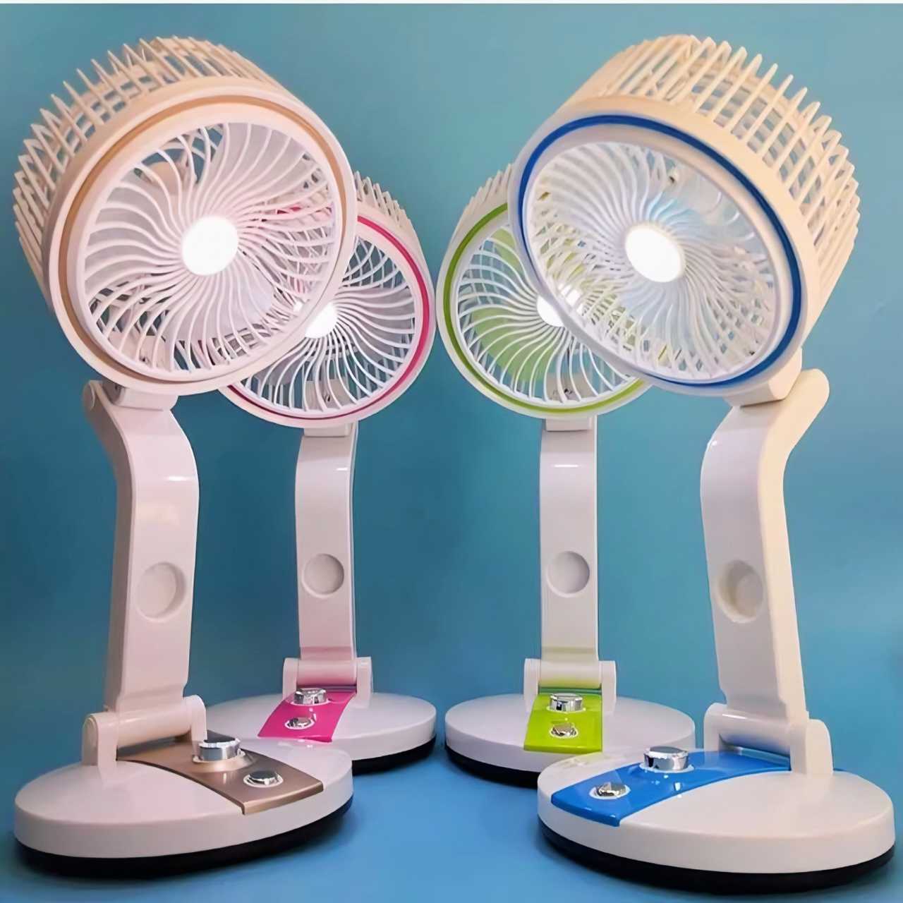 Rechargeable Folding Fan With LED Light, LR Fan 2018, Rechargeable Folding Table Fan with Light