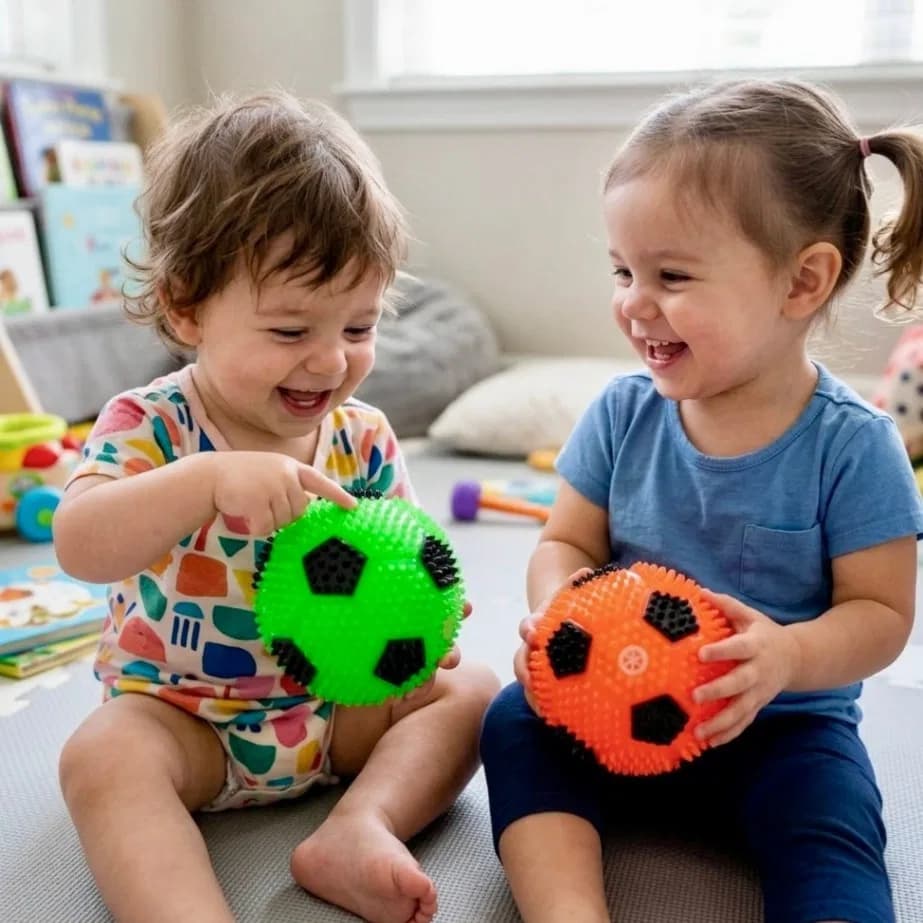 Flashing Ball, Spicky Squeeze Sound Bouncing Ball with Flashing LED Lights-Kids Ball Toy