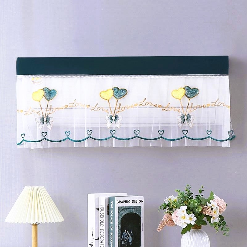 Premium 99cm Embroidered Net Split AC Cover for 1 Ton – Breathable AC Dust Protector for Indoor Unit thumbnail 2