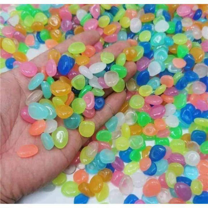 100pcs Luminous Glow Pebbles – Colorful Radium Stones for Garden & Aquarium Decor thumbnail 3