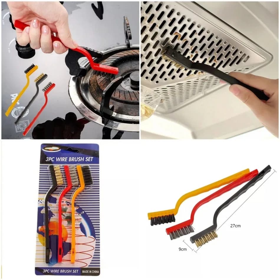 3pc Wire Brush Set, 3 Pcs Stainless Steel Wire Brush Set Cleaning Tool Kit thumbnail 2