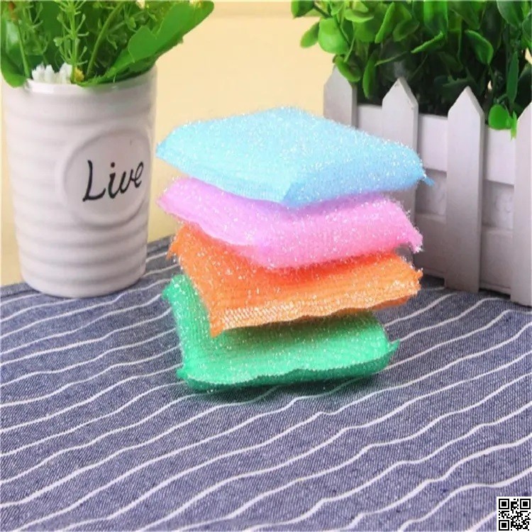 4 Piece Kitchen Dish Wash Sponge Set – Cleaning Brush & Scouring Pad