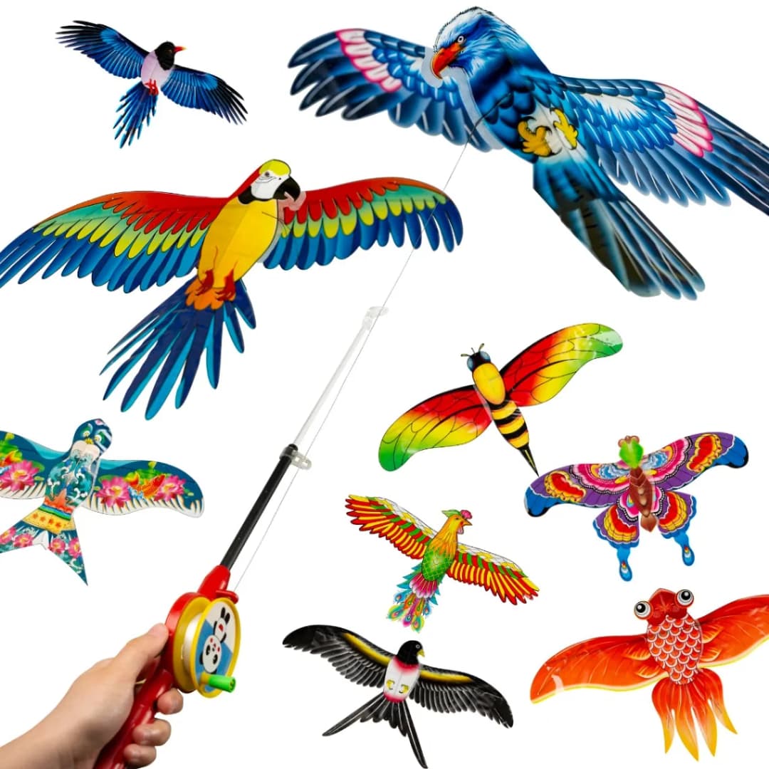 Mini Bird Kite with Fishing Rod, Cartoon Eagle Kite Toys With Fishing Rod thumbnail 3