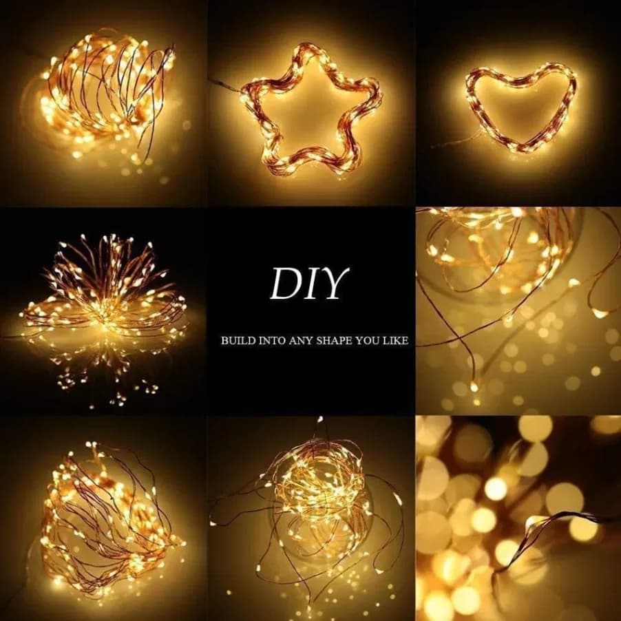 Led String Light Battery Powered Copper Wire Starry Fairy Lights, Battery Operated Lights for Bedroom, Christmas, Parties, Wedding, Centerpiece, Decoration thumbnail 6