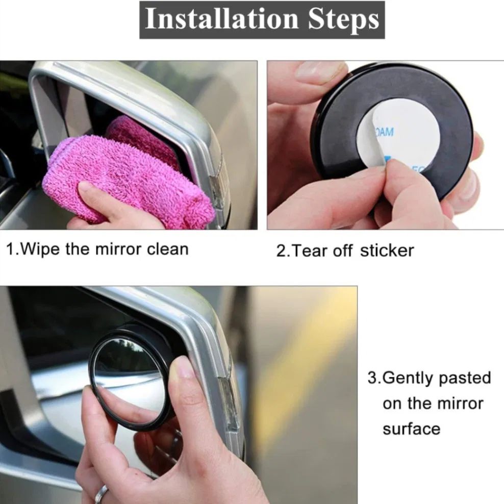 2pis Blind spot Mirror 360 Wide Angle Round HD Convex Mirror Car Vehicle Side Blind Spot Mirror, Wide Rear View Mirror Small Round Mirror thumbnail 4