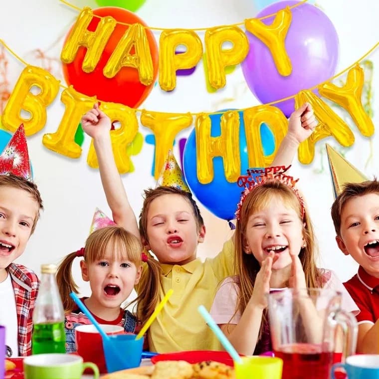 3D Happy Birthday Balloons Banner Inflatable Aluminum Foil thumbnail 2