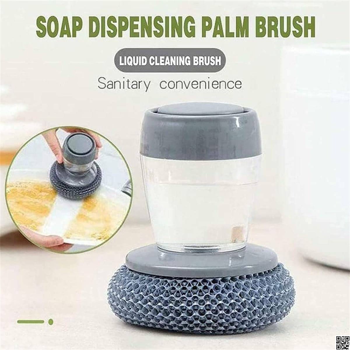 2 in 1 Soap Dispensing Palm Dish Cleaning Brush thumbnail 2