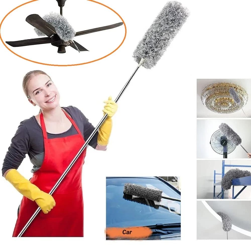 Extendable Flexible Duster for Cleaning Complicated Areas and ceiling fan, Long Handle Microfiber Feather Ceiling Duster for Dust Cleaning with extendable Pole thumbnail 4