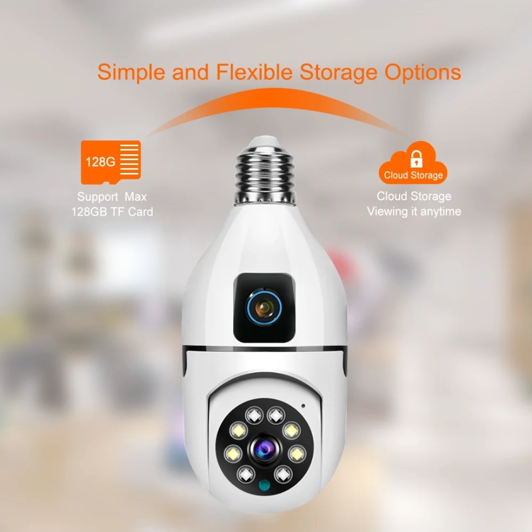 V380 Pro Dual Lens Dual Screen E27 Bulb Camera Two Ways Audio Color Night Vision Smart Home Security Wireless WIFI Indoor Camera thumbnail 2