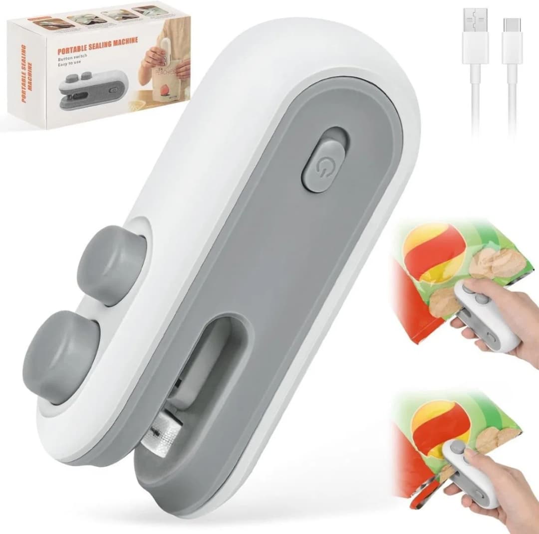 Mini Bag Sealer, Rechargeable Heat Sealer, 2 in 1 Chip Bag Sealer & Cutter, Mini Bag Sealer Machine, Portable Handheld Food Sealer for Plastic Bags thumbnail 2