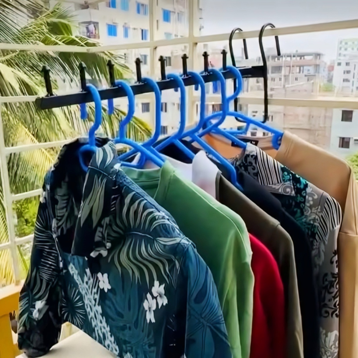 Grill Cloth Hanger Stand, Grill Cloth hanger Balcony shirt hanger metal Coat Rack thumbnail 3
