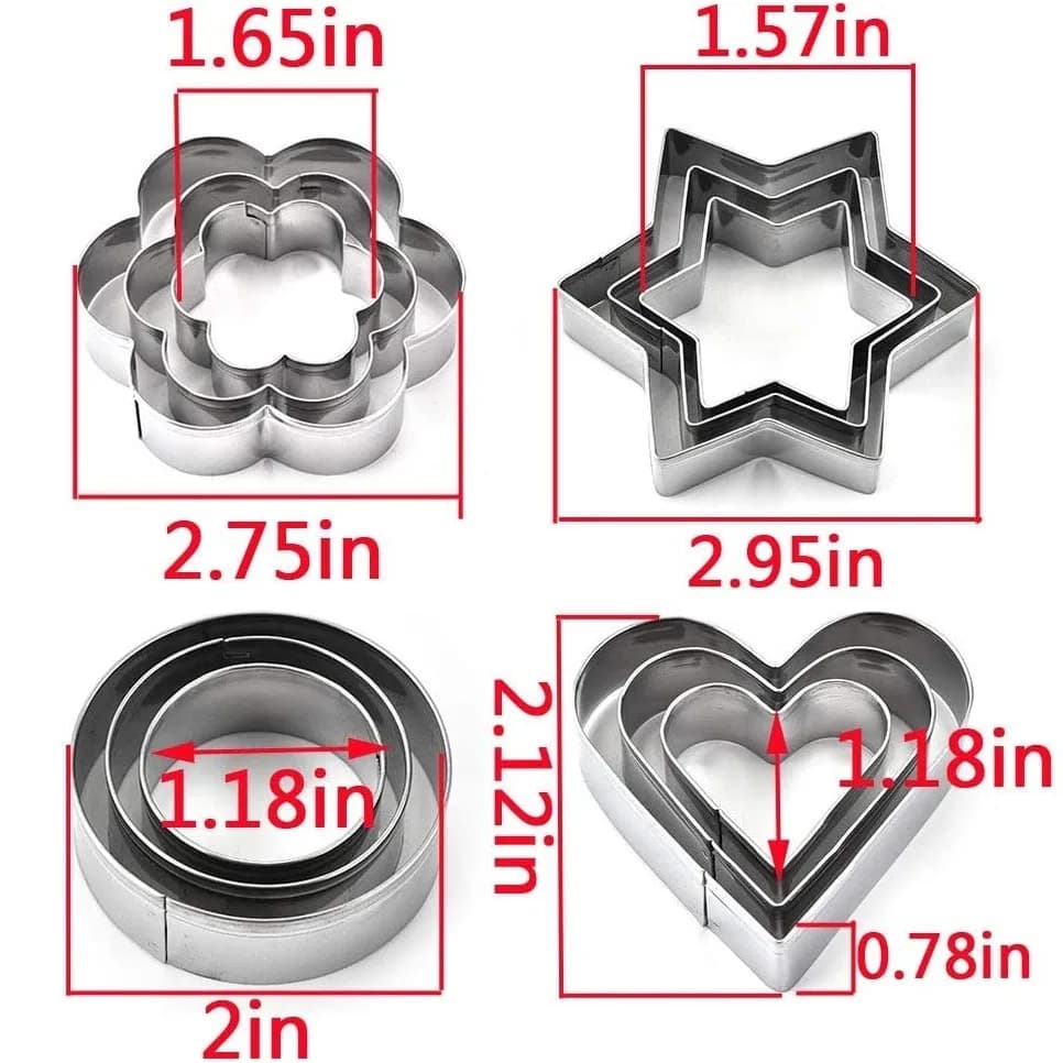 12pcs Stainless Steel Cookie Cutter Set – 4 Shapes Biscuit Cutter thumbnail 4