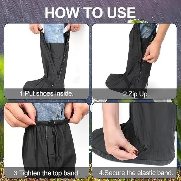 Waterproof Shoe Covers, Rain Covers for Shoes | Reusable Rain Snow Boots with Reflector thumbnail 3