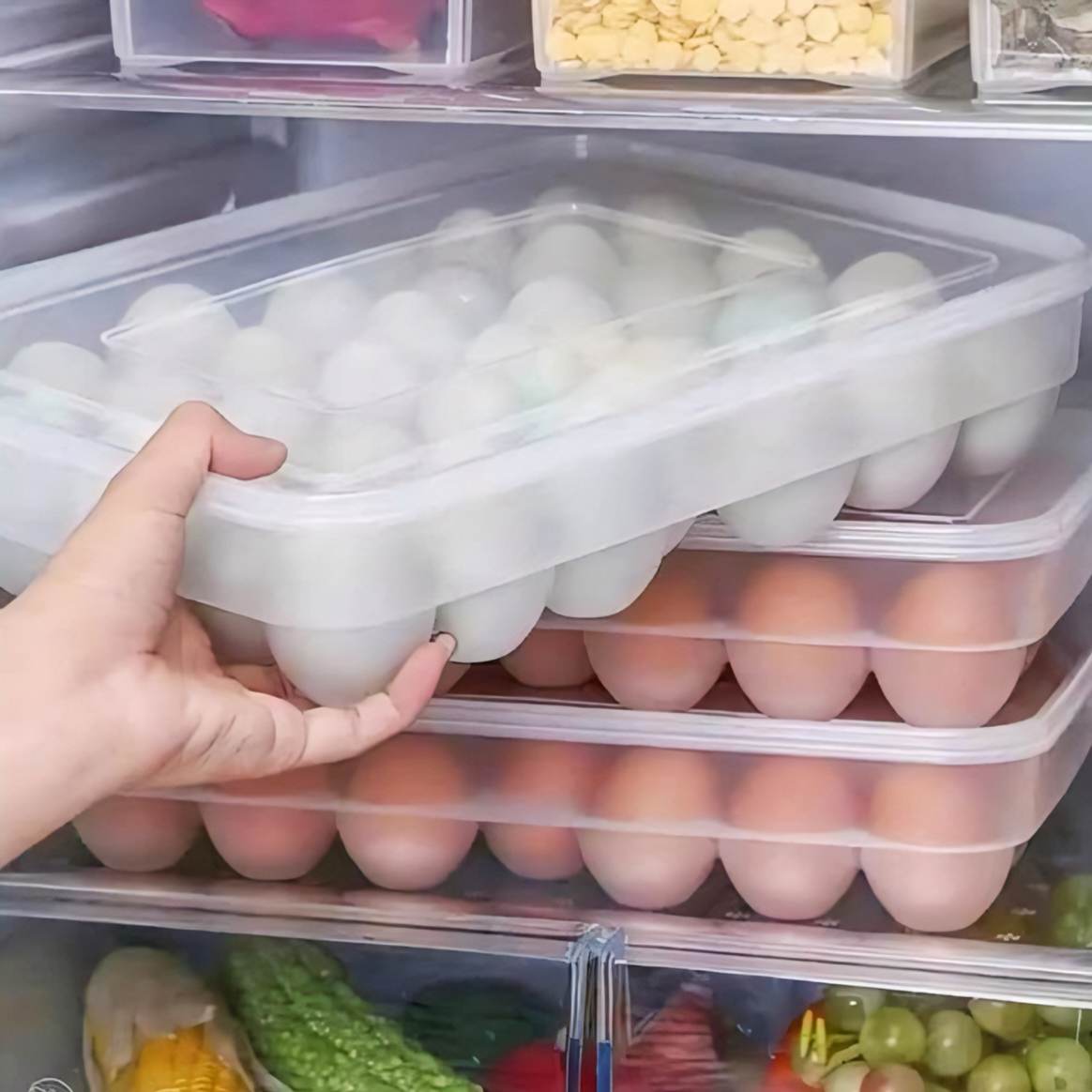 Egg Storage Box 24 Slots – Refrigerator Egg Organizer with Lid thumbnail 2