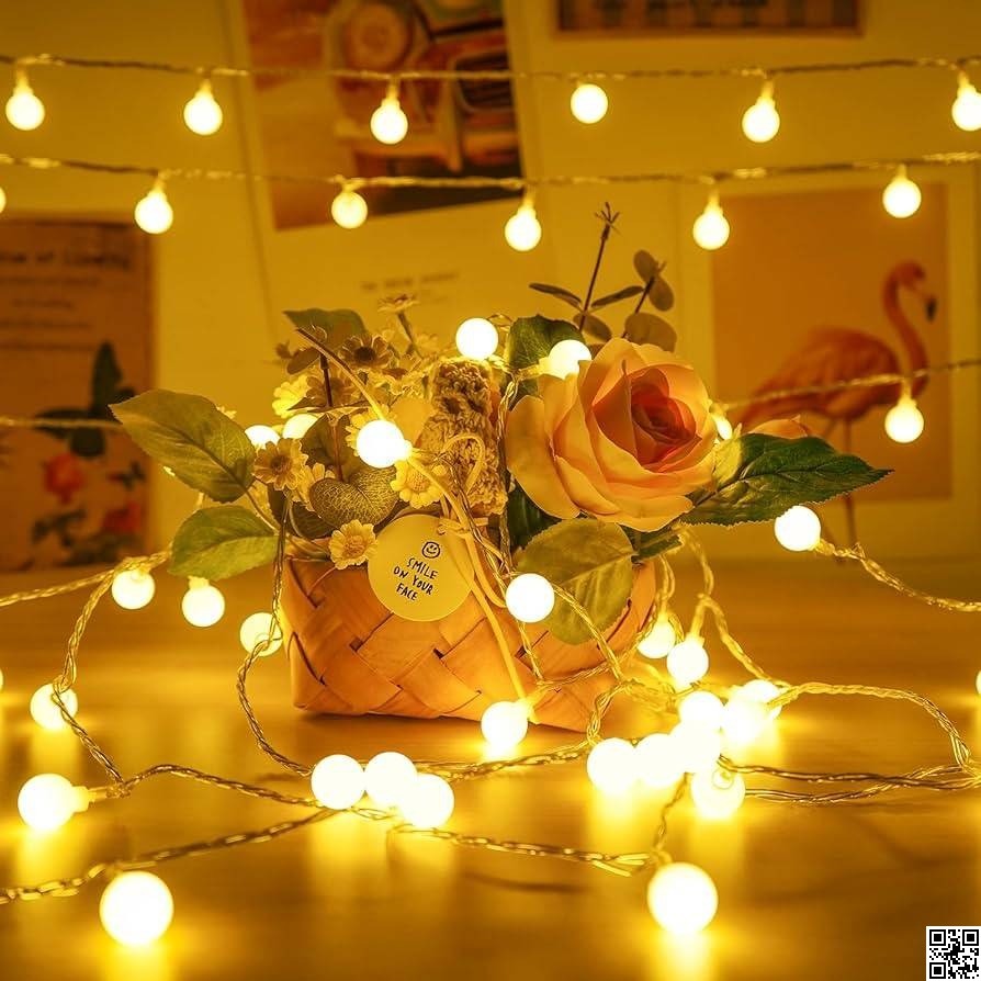 20 LED Ball Shape Fairy Lights | Warm White Snow Ball Waterproof Decorative Light (12ft) thumbnail 2