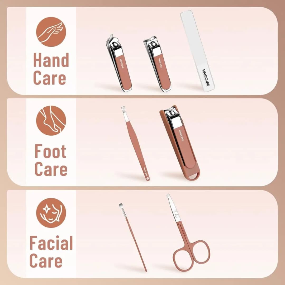 Manicure Pedicure Kit Box, 8pcs Nail Set Tool for Manicure Box Professional Pedicure Nail Cutter Set Nail Care Nail Clipper Kit thumbnail 6