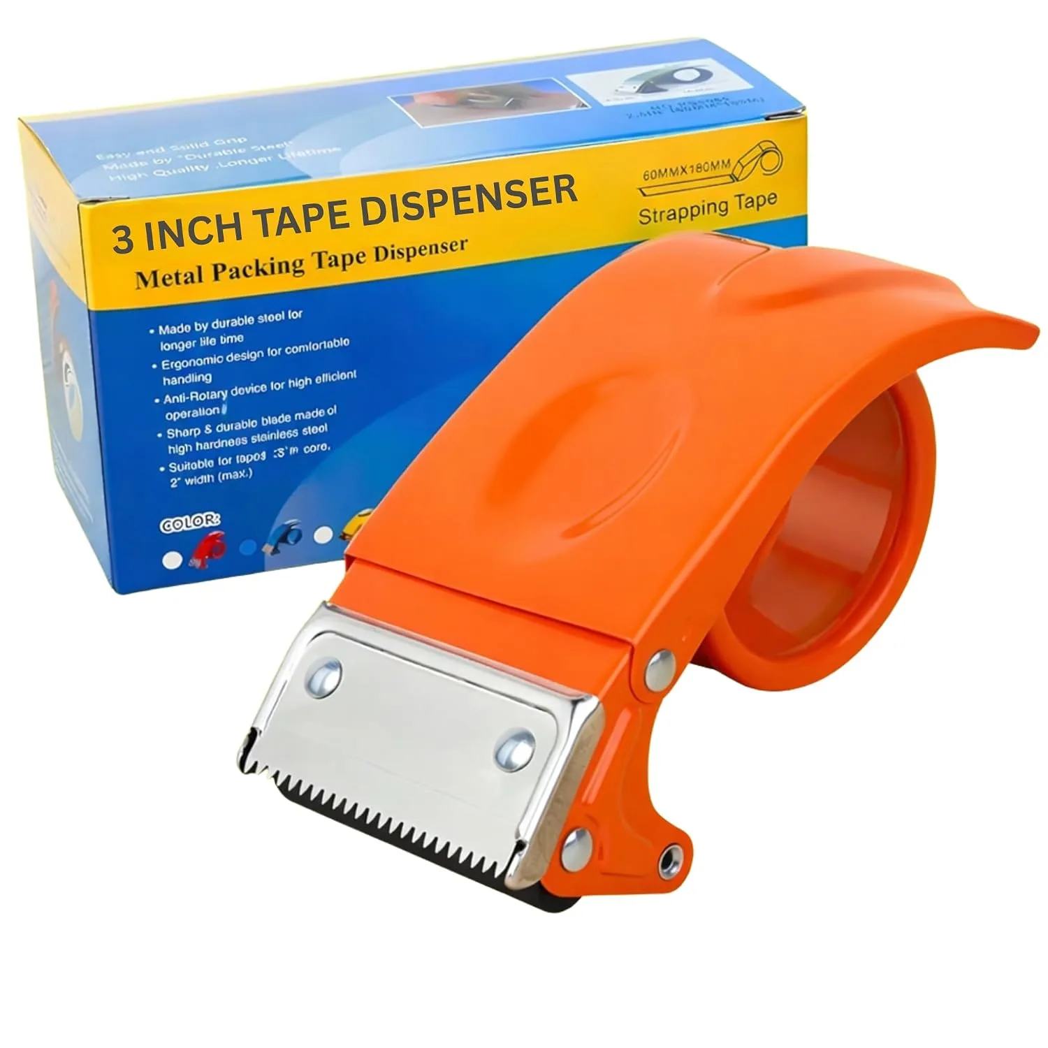 Packing Tape Dispenser Cutter | Metal Hand Operated Manual Tape Dispenser Cutter for Packaging Boxes, Portable Heavy Duty Metal Tape Dispenser Handheld Cutter for Office Warehouse Packing Tape Cutter thumbnail 3